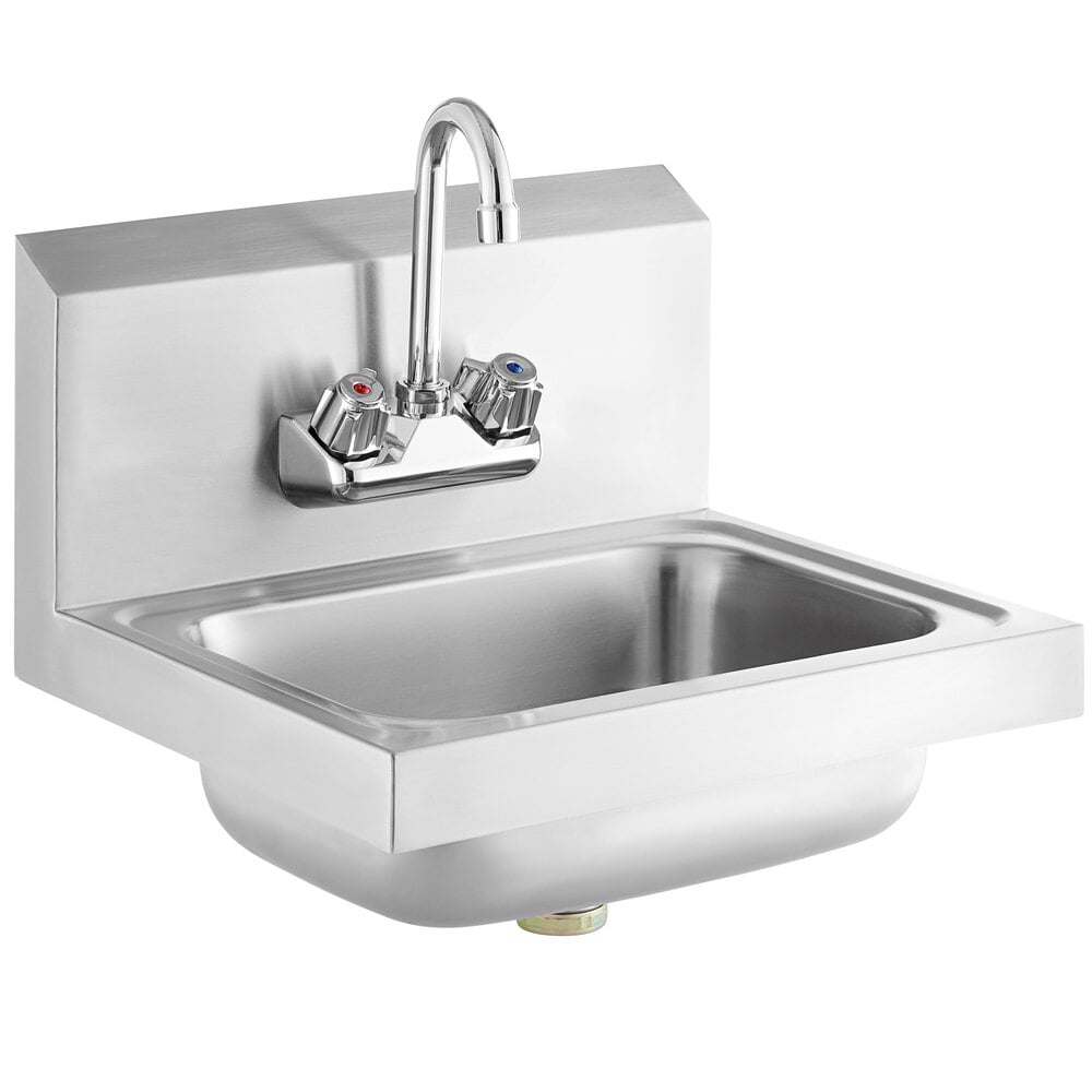 Steelton 17" x 15" Wall Mounted Hand Sink with Gooseneck Faucet
