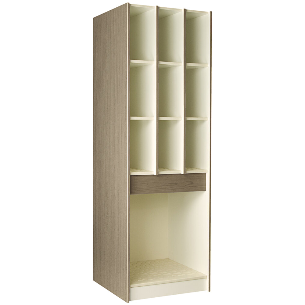 I.D. Systems 29" Deep Natural Elm Instrument Storage Cabinet with (9) 8" Compartments and (1) 25 1/2" Compartment 89426 278429 Z019