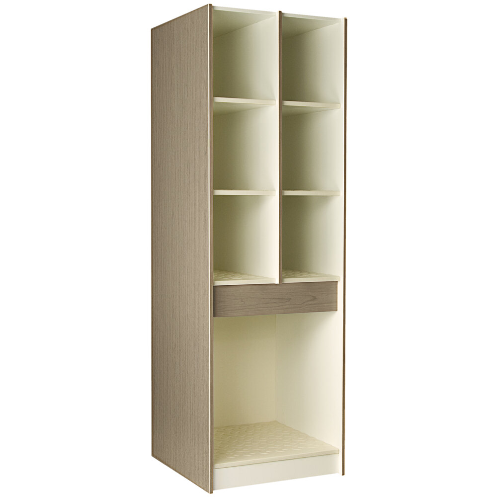 I.D. Systems 29" Deep Natural Elm Instrument Storage Cabinet with (6) 12 3/8" Compartments and (1) 25 1/2" Compartment 89428 278429 Z019