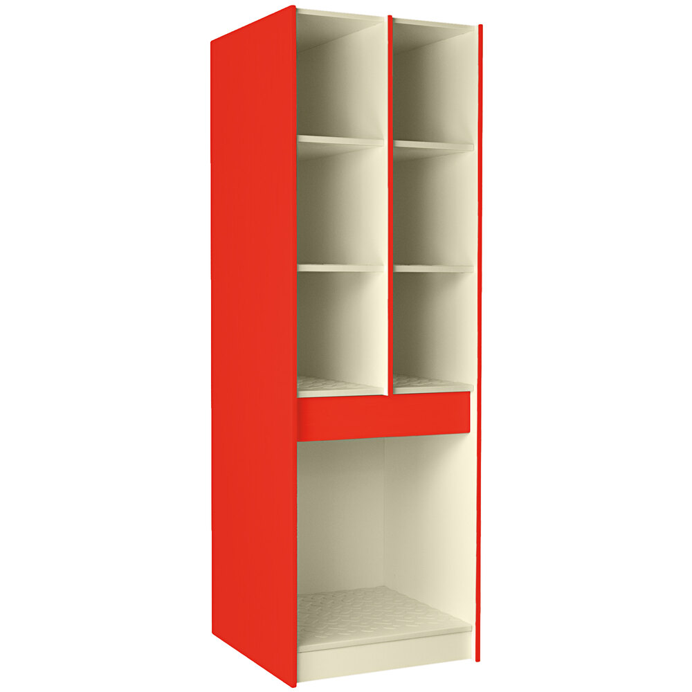 I.D. Systems 29" Deep Tulip Red Instrument Storage Cabinet with (6) 12 3/8" Compartments and (1) 25 1/2" Compartment 89428 278429 Z043