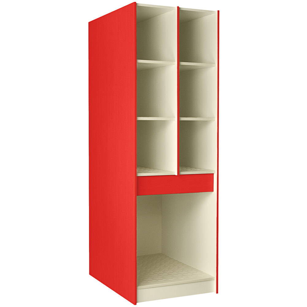 I.D. Systems 40" Deep Tulip Red Instrument Storage Cabinet with (6) 12 3/8" Compartments and (1) 25 1/2" Compartment 89428 278440 Z043