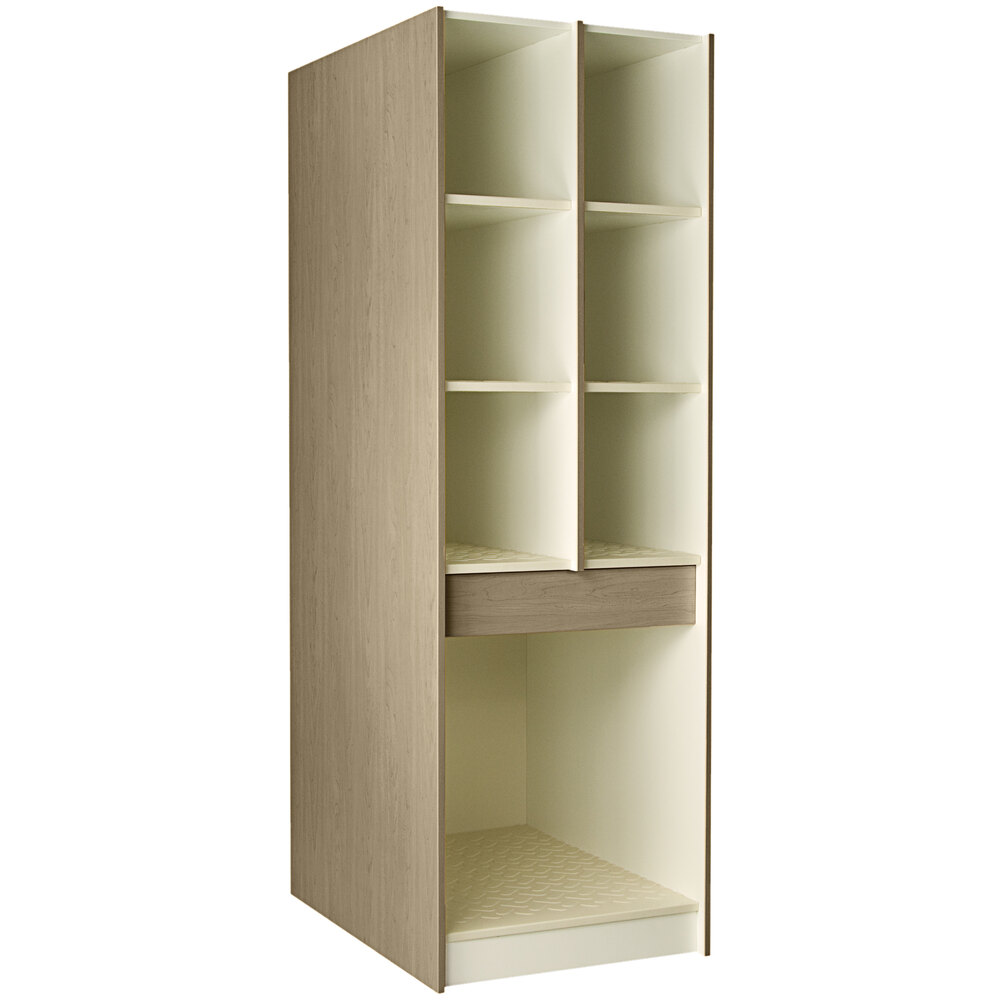 I.D. Systems 40" Deep Natural Elm Instrument Storage Cabinet with (6) 12 3/8" Compartments and (1) 25 1/2" Compartment 89428 278440 Z019
