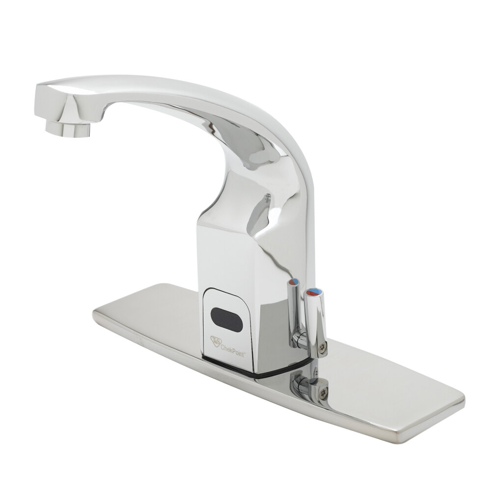 T&S EC-3132-8DP 5 1/2" Hands-Free Sensor Deck Mount Cast Spout Faucet with 8" Deck Plate