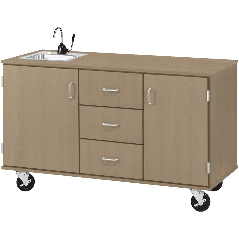 I.D. Systems 59" Wide Pepperdust Demonstration Station with Sink, (3) Drawers, and (2) Storage Cabinets 80741F36027