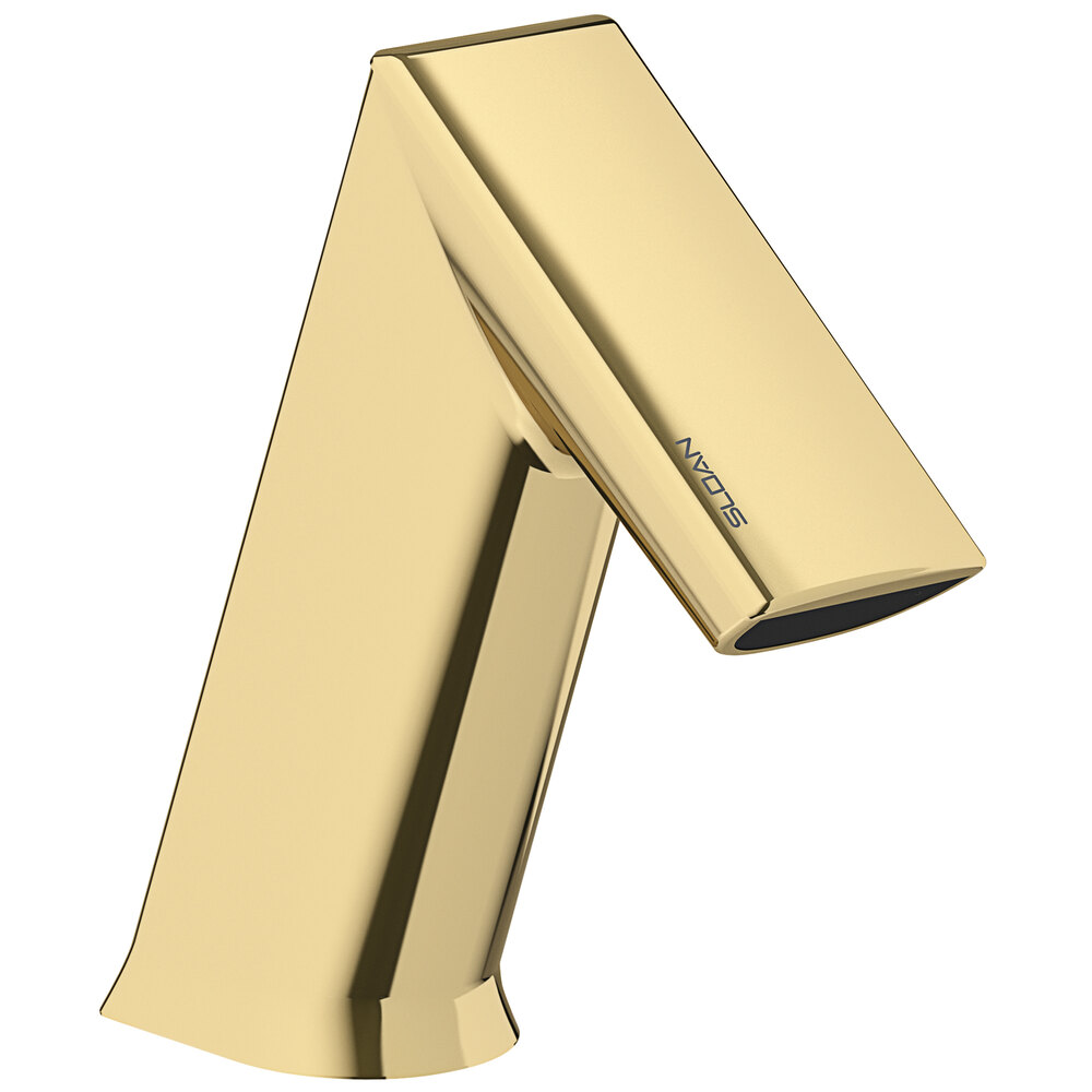 Sloan BASYS 3324483 Polished Brass Battery Powered Deck Mounted 0.5 GPM Mid Body Double Sensor Faucet with Multi-Laminar Spray Device