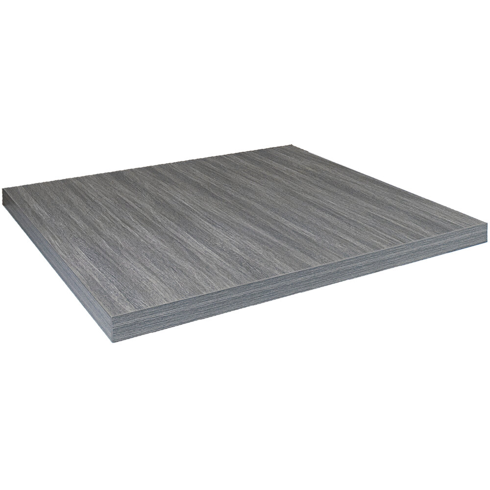 American Tables & Seating 36" Square Light Gray Faux Wood Laminate Table Top