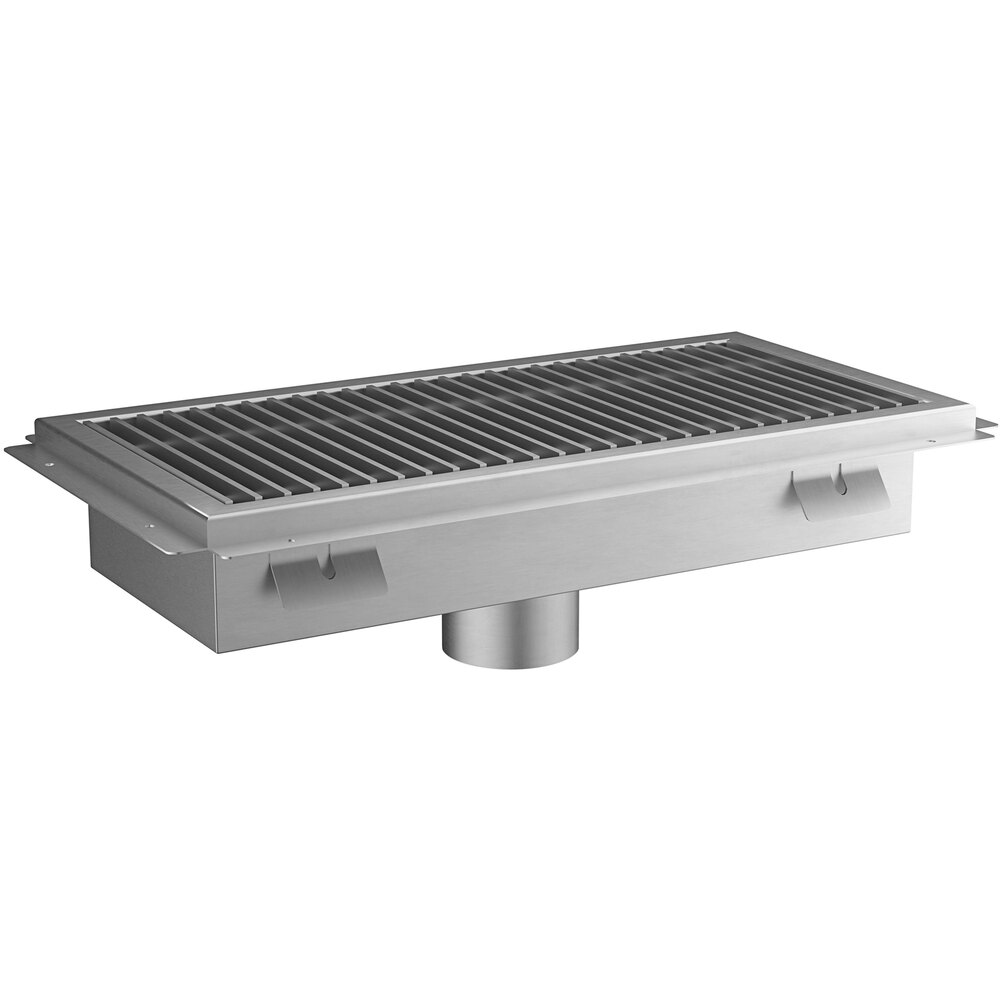 Regency 12" x 24" 14-Gauge Stainless Steel Floor Trough with Grate