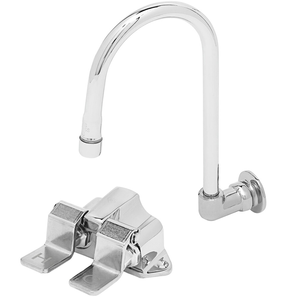 T&S B-0502-537K Floor Mounted Double Pedal Valve with 5 9/16" Dummy Rigid Gooseneck