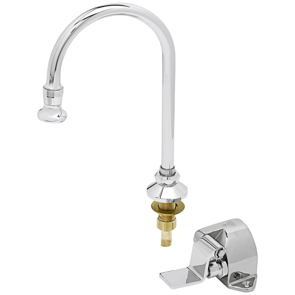 T&S B-0507-03 Single Pedal Valve with 5 13/16" Rigid Dummy Gooseneck and Check Valve