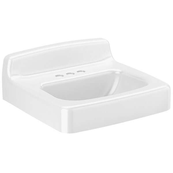 Sloan 3873017 Enameled Cast Iron Wall Mounted Backsplash Lavatory with 4" Centerset