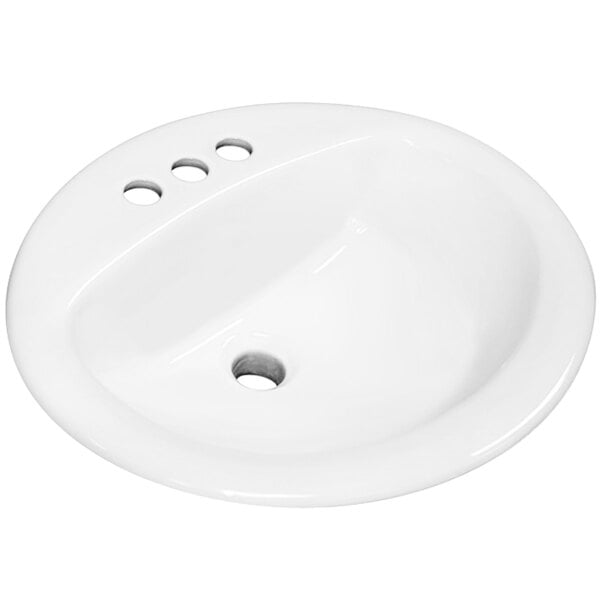 Sloan 3873072 Vitreous China Oval Drop-In Lavatory with SloanTec Glaze and 4" Centerset