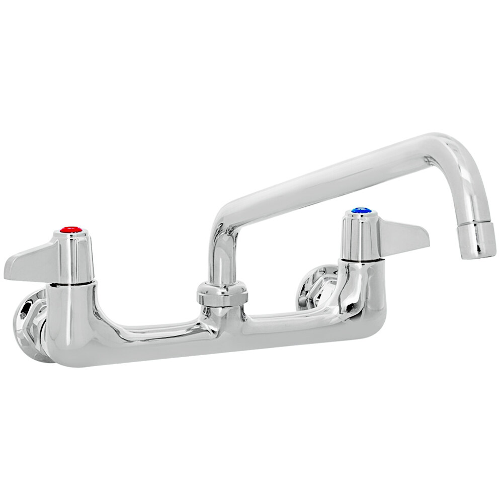 Equip by T&S 5F-8WLS10 Wall Mounted Faucet with 8" Adjustable Centers, 10 1/8" Swing Spout, Laminar Flow Device, Cerama Cartridges, Lever Handles, and Elbows