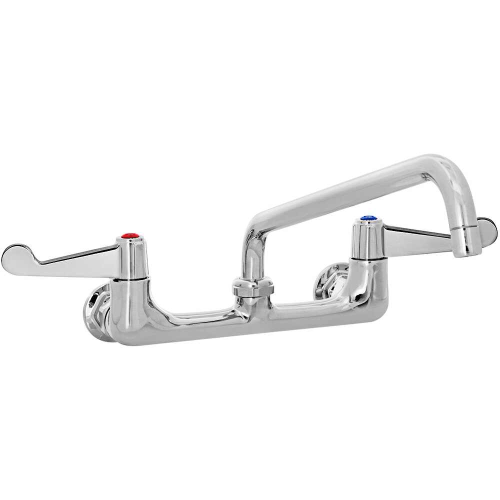 Equip by T&S 5F-8WWB06 Wall Mounted Faucet with 8" Adjustable Centers, 6 1/8" Swing Spout, Laminar Flow Device, Cerama Cartridges, and Wrist Handles