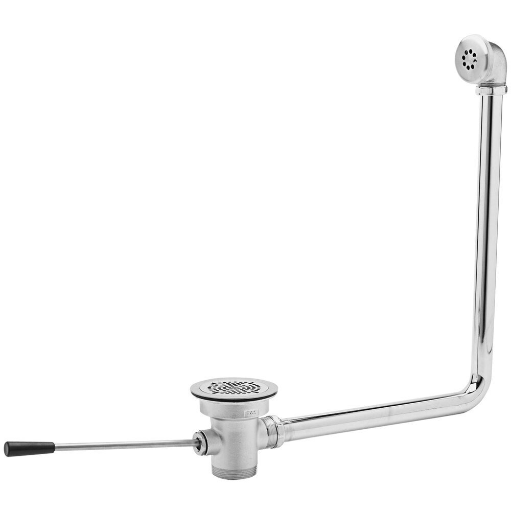 T&S B-3960-01-XS Lever Waste Valve with Short Handle, Overflow Tube, and NPT Adapter - 3" Sink Opening