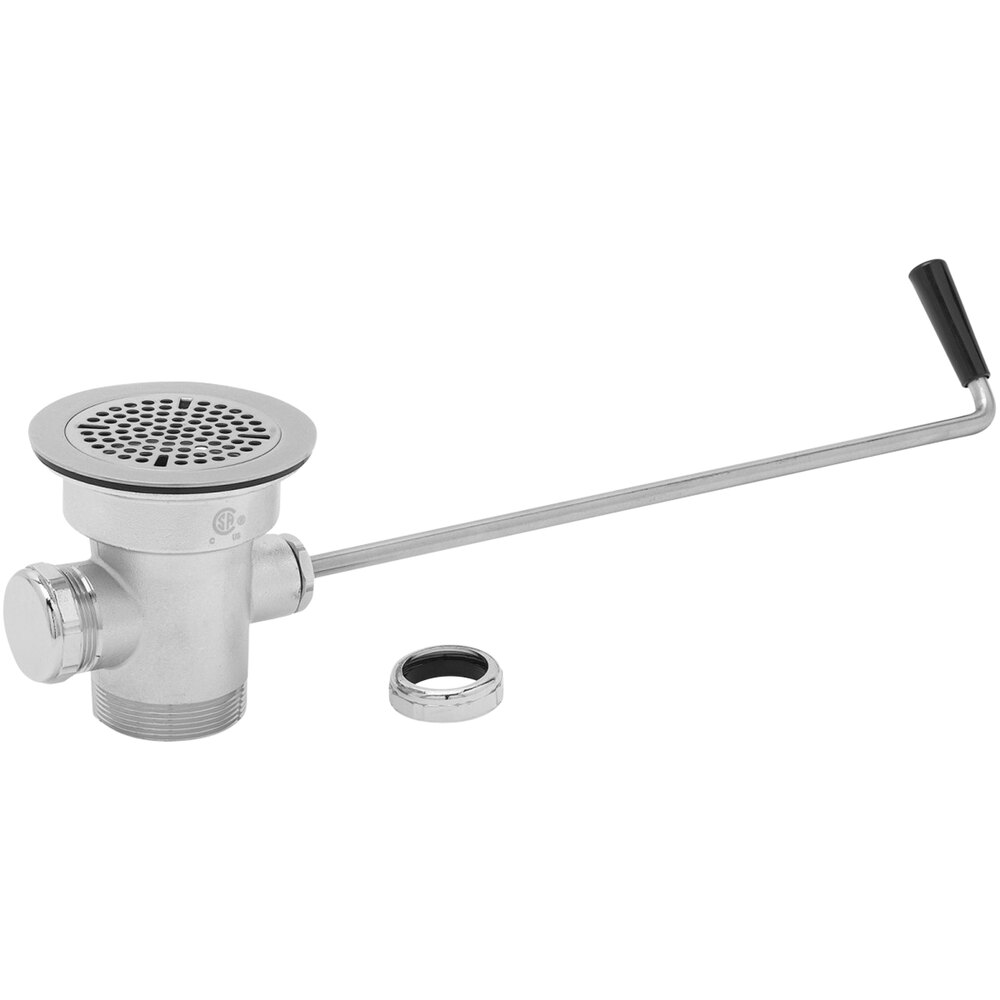 T&S B-3942-XL Rotary Waste Valve with Long Twist Handle and NPT Adapter - 3" Sink Opening