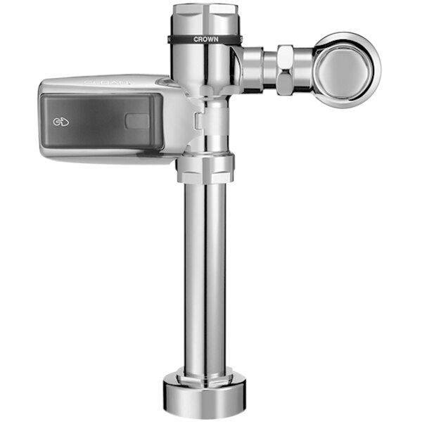 Sloan Crown 3120005 Polished Chrome Battery Powered Exposed Sensor Water Closet Flushometer with Top Spud Fixture Connection - 1.6 GPF