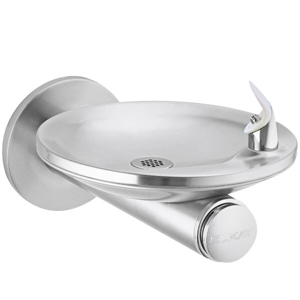 Zurn Elkay EDFPBM114K SwirlFlo Stainless Steel Wall Mount Non-Refrigerated Non-Filtered Compact Drinking Fountain with Splash-Resistant Oval Basin and Frame - Non-Refrigerated