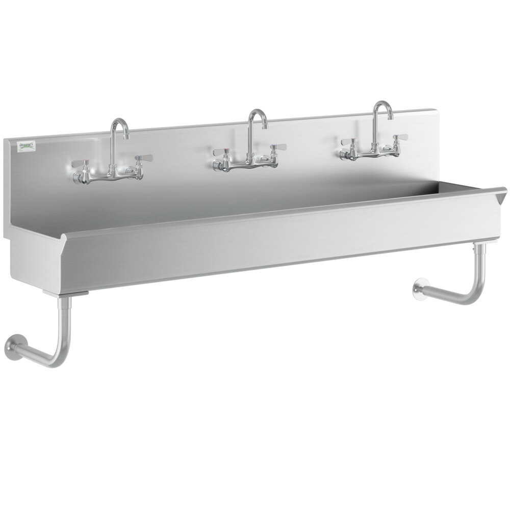 Regency Wall-Mounted 72" x 17 1/2" Hand Sink with (3) 8" Center Faucets