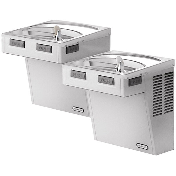 Zurn Elkay EMABFTL8SC 8 GPH Bi-Level Stainless Steel Mechanical Activation Wall Mount Non-Filtered Drinking Fountain - 115V - Chilled