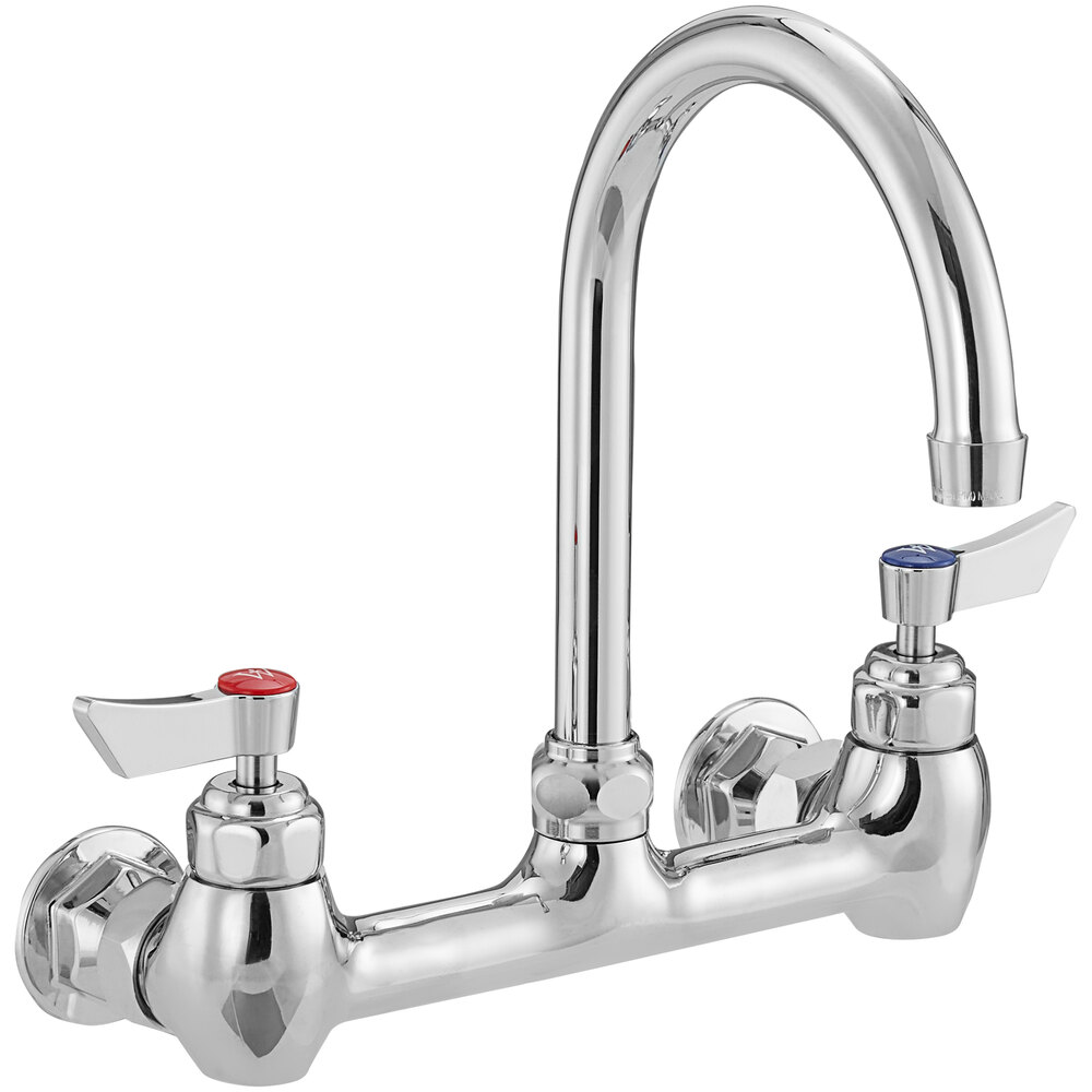 Waterloo Wall Mount Faucet with 6" Gooseneck Spout and 8" Centers