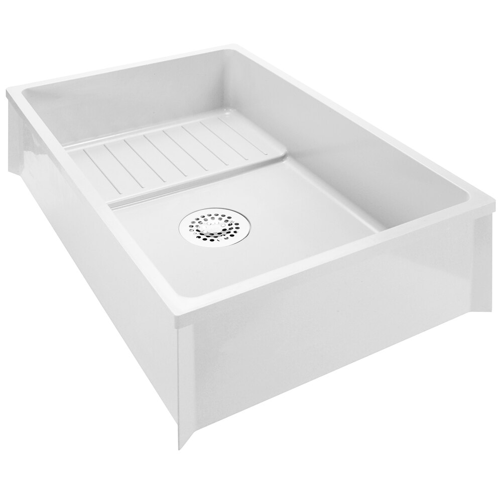 Zurn Elkay Z1996-36-AW White Composite Mop Sink with Drain Shelf - 36" x 24" x 10"