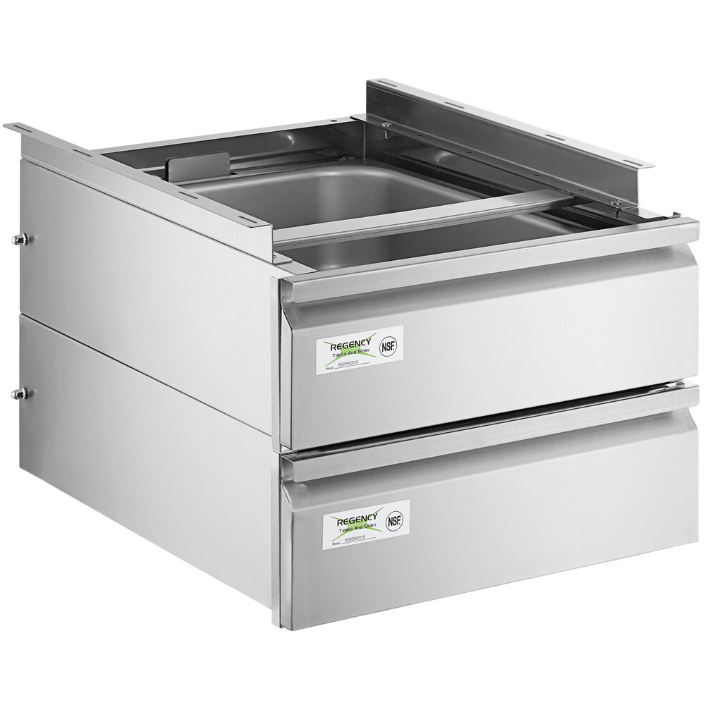 Regency 15" x 20" x 5" Double-Stacked Drawer Set with Stainless Steel Front