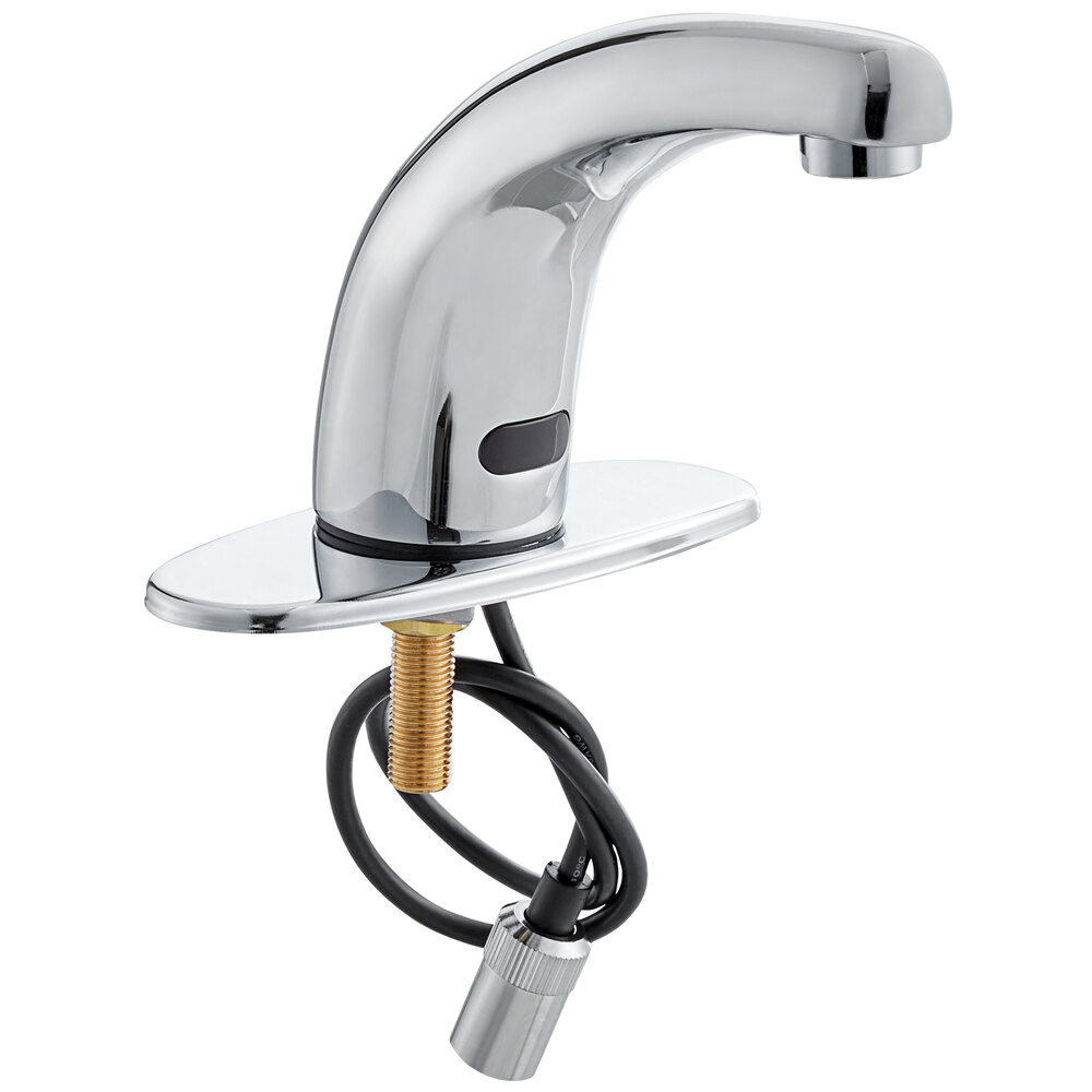 Waterloo Deck-Mounted Hands-Free Sensor Faucet with 4 3/4" Cast Spout and 6" Chrome-Plated Faucet Deck Plate