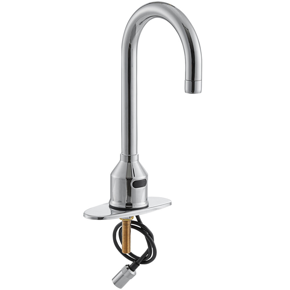 Waterloo Deck Mount Hands-Free Sensor Faucet with 5 3/4" Gooseneck Spout and 6" Chrome-Plated Faucet Deck Plate