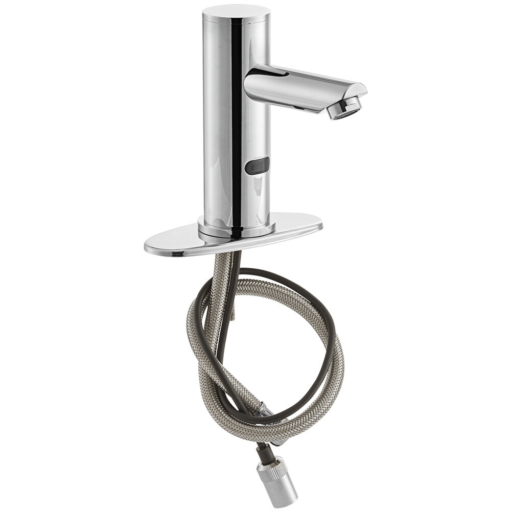 Waterloo Deck-Mounted Round Hands-Free Sensor Faucet with 4 1/2" Straight Spout and 6" Chrome-Plated Faucet Deck Plate