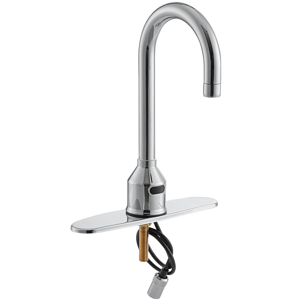 Waterloo Deck Mount Hands-Free Sensor Faucet with 5 3/4" Gooseneck Spout and 10" Chrome-Plated Faucet Deck Plate