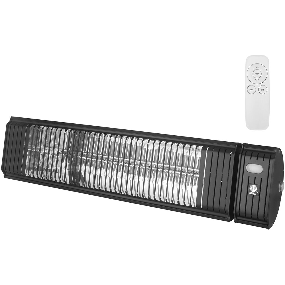 Aura Carbon Black Aluminum Carbon Fiber Electric Infrared Heater with Remote - 120V, 1500W