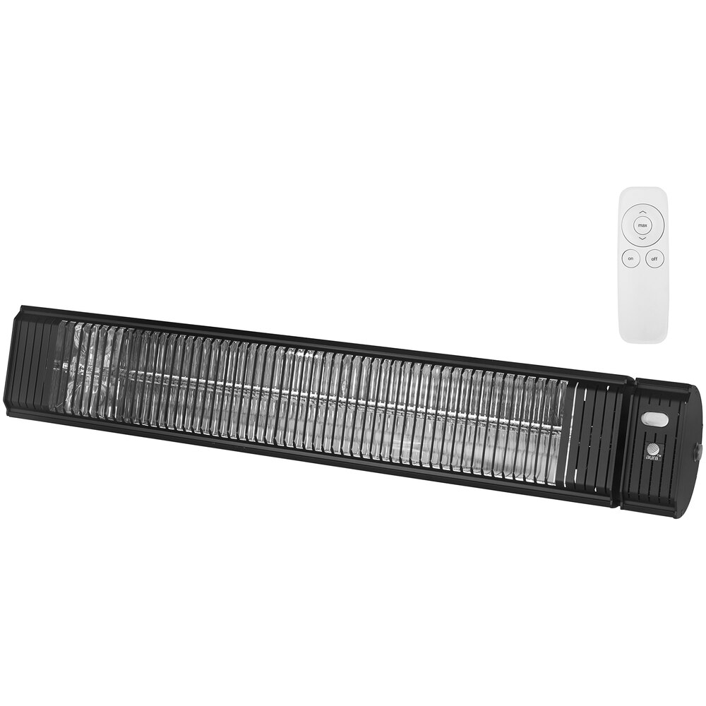 Aura Carbon Black Aluminum Carbon Fiber Electric Infrared Heater with Remote - 240V, 3000W