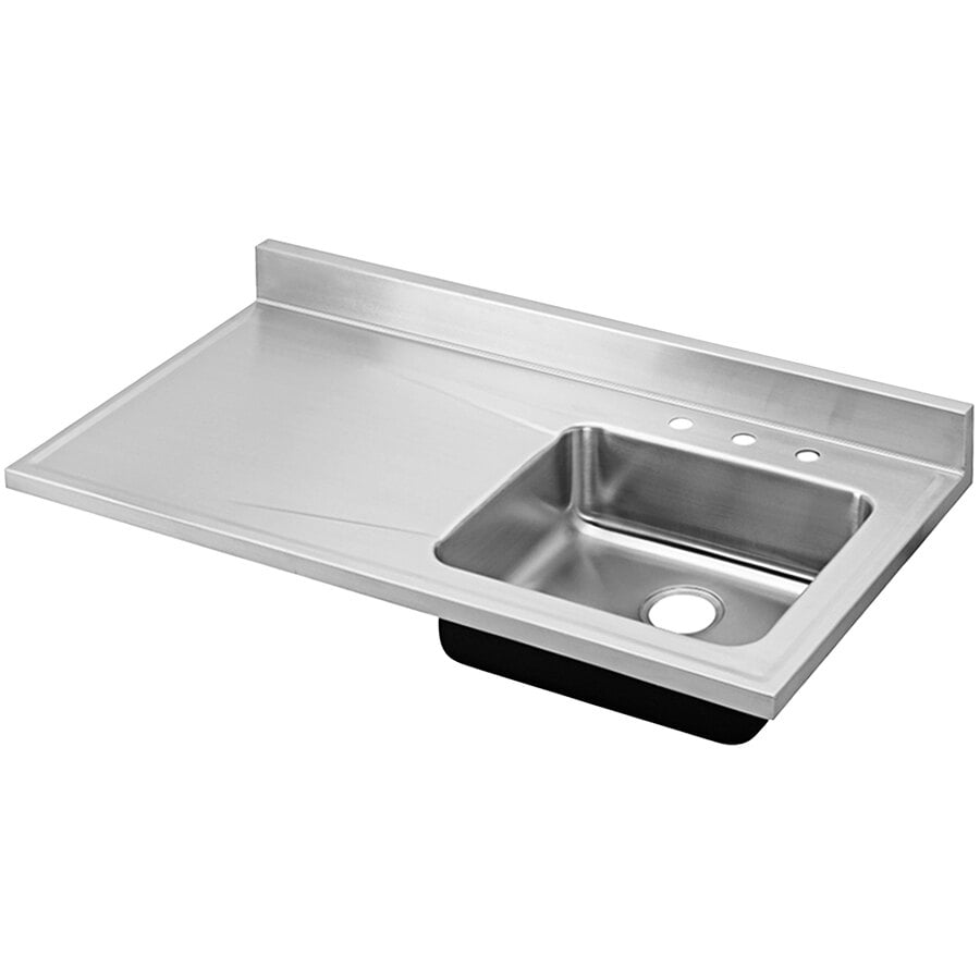 Zurn Elkay S4819R4 Lusterstone Classic Single Bowl Stainless Steel Sink with Four Faucet Holes and Left Drainboard - 19" x 16" x 7 1/2" Bowl