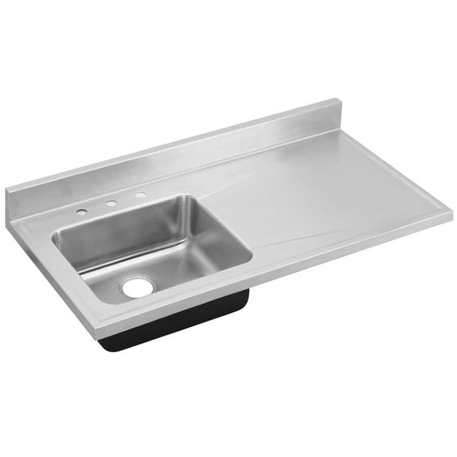 Zurn Elkay S4819L3 Lusterstone Classic Single Bowl Stainless Steel Sink with Three Faucet Holes and Right Drainboard - 19" x 16" x 7 1/2" Bowl