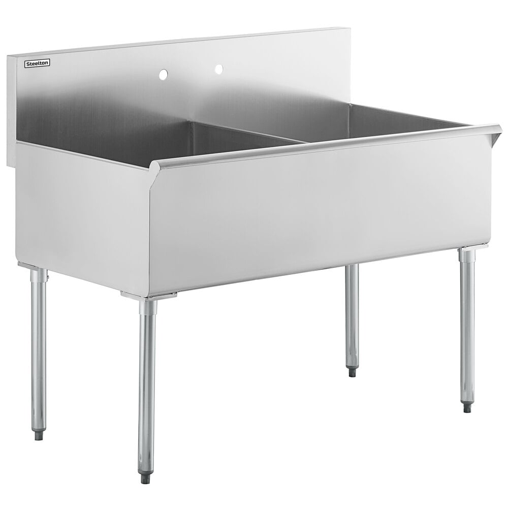 Steelton 24" x 24" x 14" Two-Compartment Utility Sink for (1) 8" Center Faucet