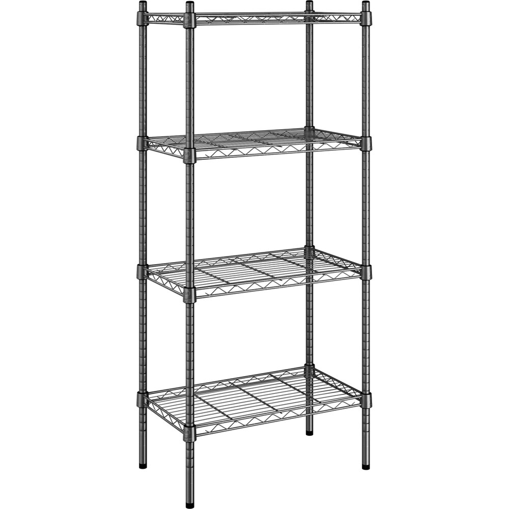 Steelton 14" x 24" NSF Black Epoxy 4-Shelf Kit with 54" Posts
