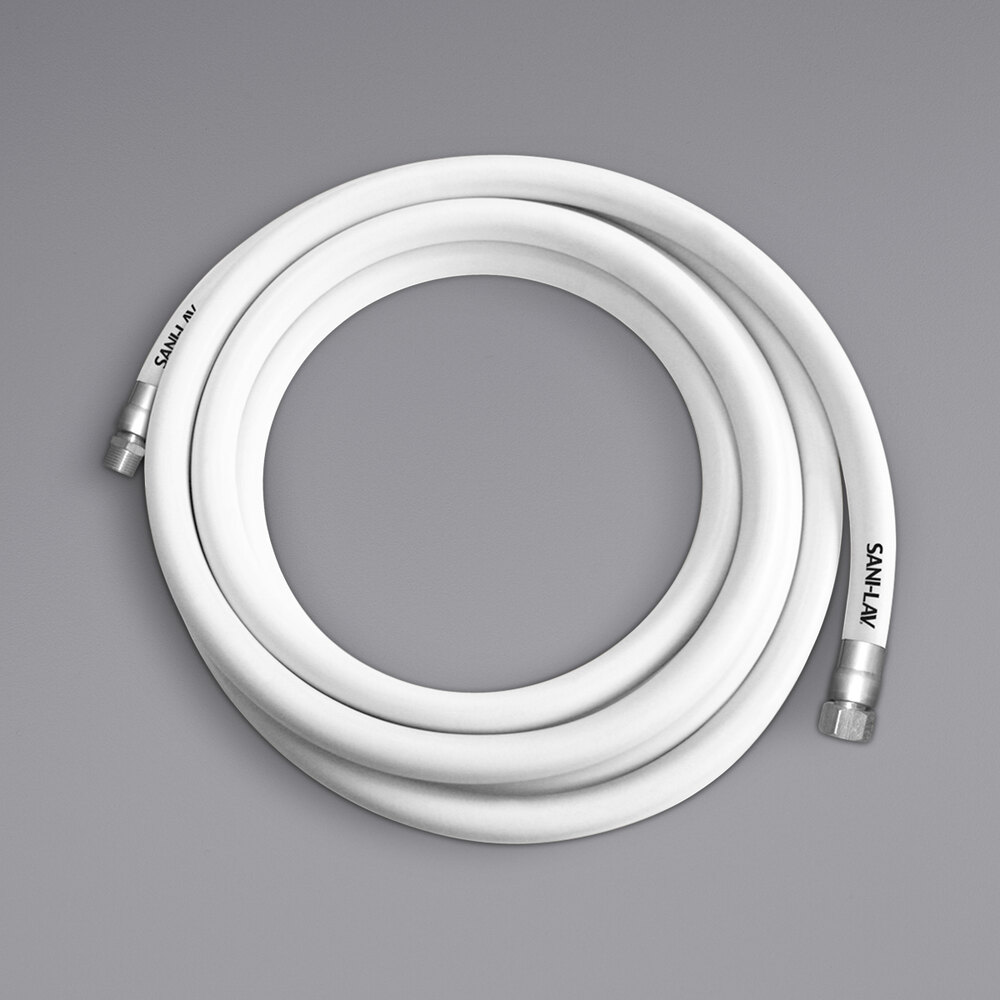 Sani-Lav H25W3 25' White Washdown Hose with Stainless Steel 3/4" Swivel MGHT and 3/4" FHGT Connections