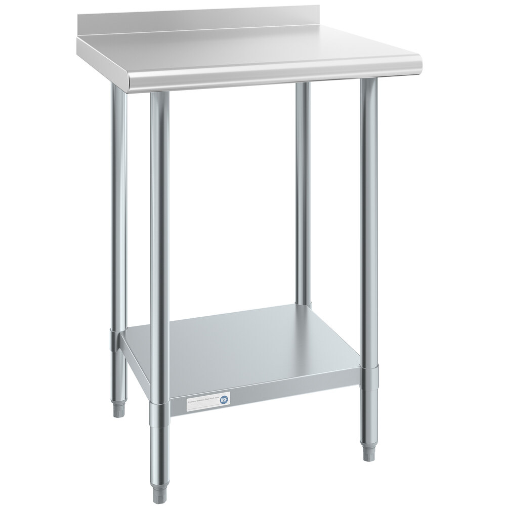 Steelton 24" x 24" 18 Gauge 430 Stainless Steel Work Table with Undershelf and 2" Rear Upturn