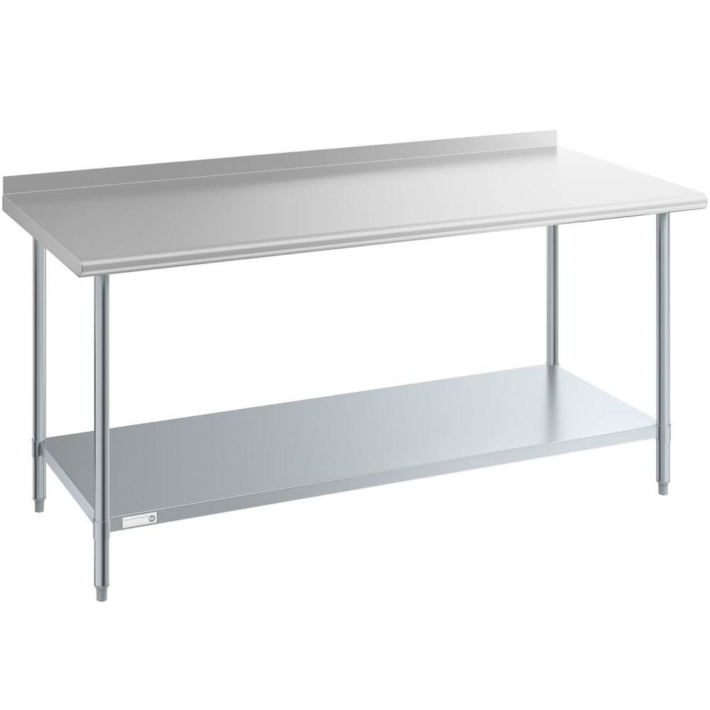 Steelton 30" x 72" 18 Gauge 430 Stainless Steel Work Table with Undershelf and 2" Rear Upturn