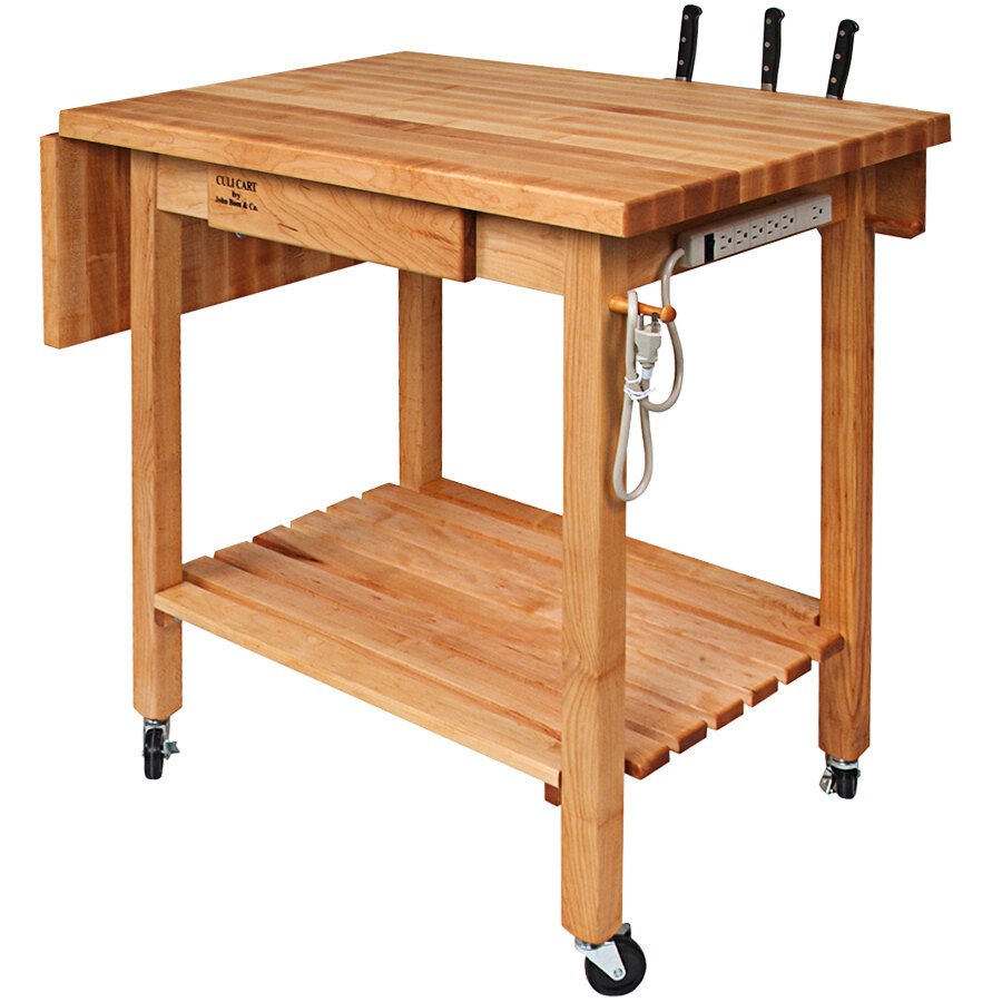 John Boos & Co. Deluxe Culi 48" x 24" Maple cart with Drop Leaf QCL