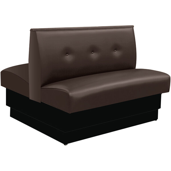 American Tables & Seating 45 1/2" Long Brown Upholstered Standard Double Booth with 3-Button Tufted Back - 36" High
