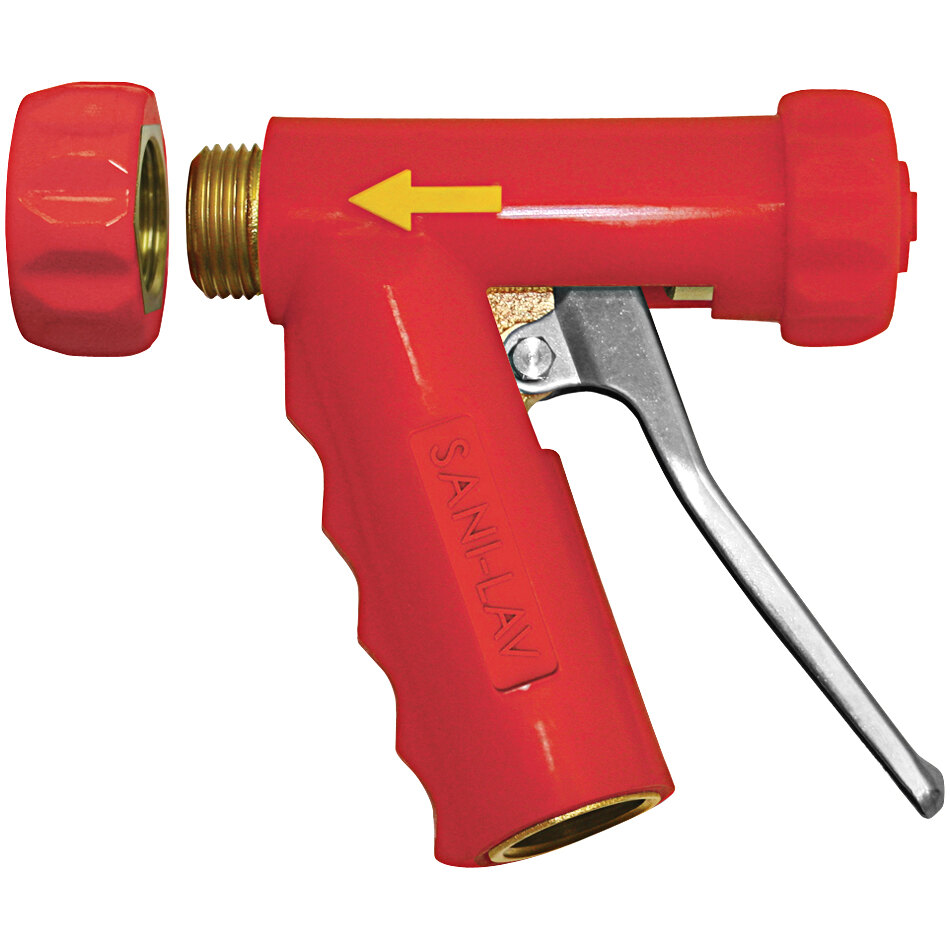 Sani-Lav N1TR Red Brass Insulated Spray Nozzle with Stainless Steel Handle and Threaded Tip