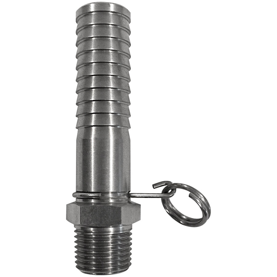 Sani-Lav N14S Stainless Steel Non-Swivel Hose Adapter with 3/4" Hose Barb Inlet and 1/2" MNPT Outlet Connections