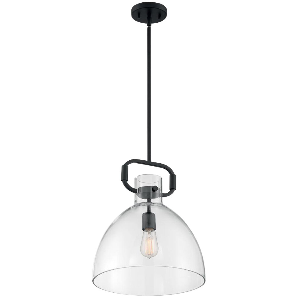 SATCO/NUVO Teresa 1-Light Pendant Light with Clear Glass and Matte Black Finish - 120V, 100W