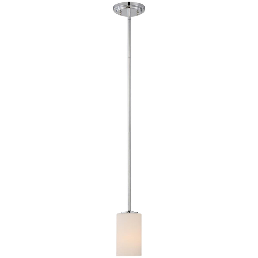 SATCO/NUVO Willow 1-Light Mini Pendant Light with White Glass and Polished Nickel Finish - 120V, 100W