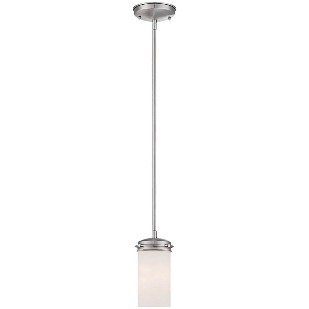 SATCO/NUVO Polaris 1-Light Mini Pendant Light with White Opal Glass and Brushed Nickel Finish - 120V, 60W