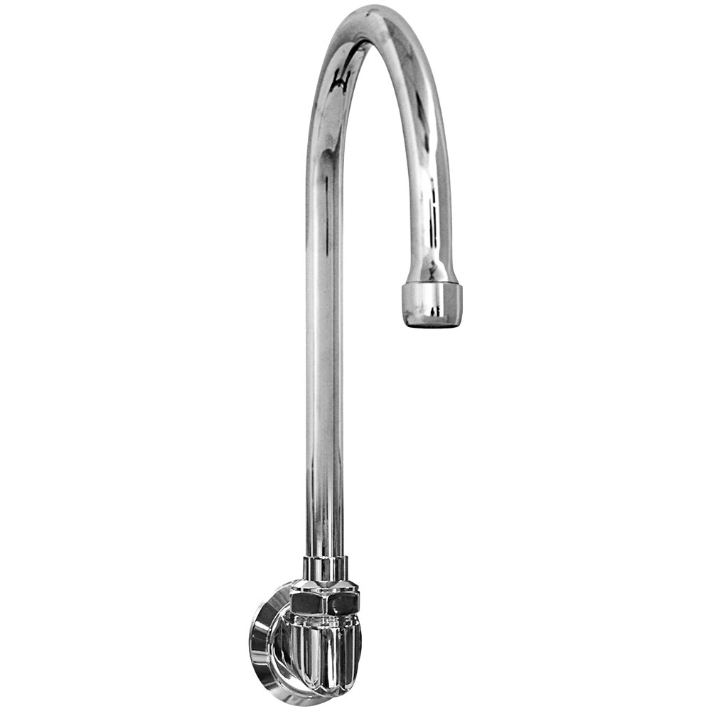 Sani-Lav 2003L Backsplash Mounted Chrome-Plated Brass Faucet with 6 5/8" Swivel Gooseneck Spout and 2 GPM Aerator