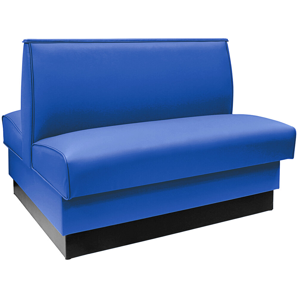 American Tables & Seating 45 1/2" Long Blue Plain Double Back Fully Upholstered Booth - 36" High