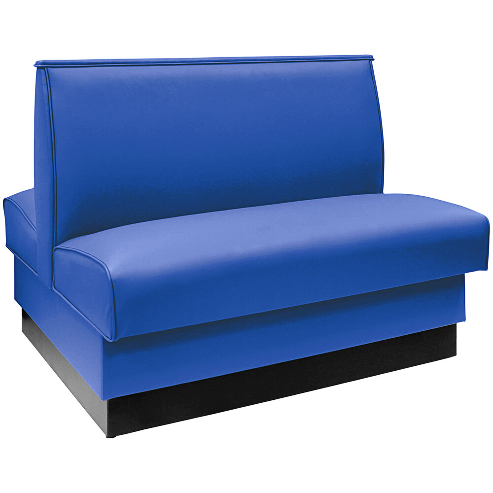 American Tables & Seating 45 1/2" Long Blue Plain Double Back Fully Upholstered Booth - 42" High