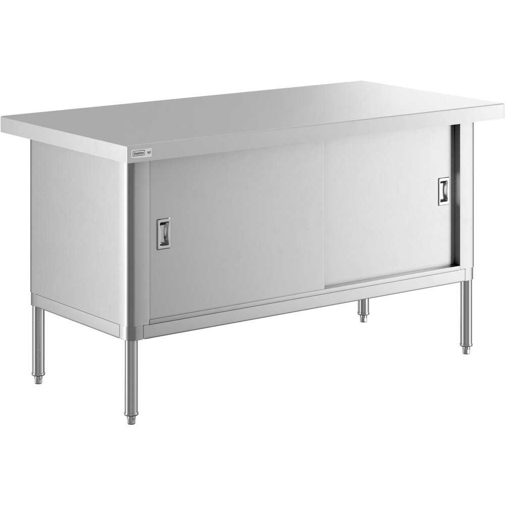 Steelton 30" x 60" 16 Gauge Type 430 Stainless Steel Enclosed Base Sliding Door Table